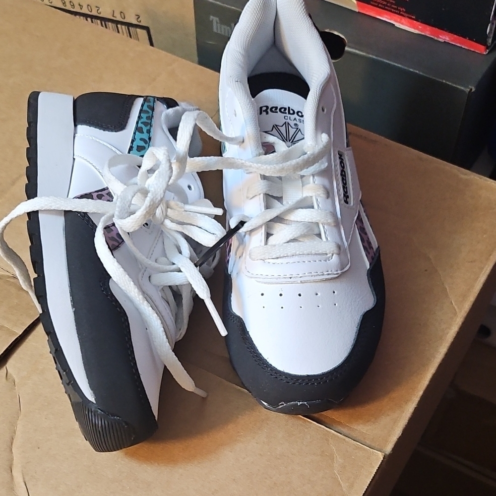 Reebok White and Black Classic Sneakers